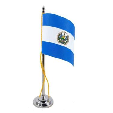 Imagem de Mini Bandeira De Mesa De El Salvador 15 Cm Poliéster - Sp Bandeiras