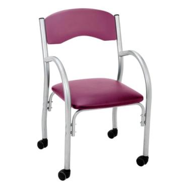 Imagem de Cadeira de Escritório Estofada com Rodízios 52cm Multimóveis Cr25288 Prata/rosa