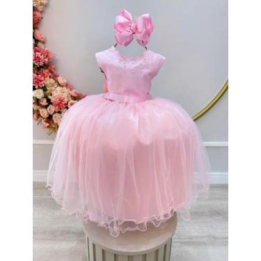 Imagem de Vestido Infantil Damas de Honra Longo Rosa Pérolas - Mali Modinha Kids