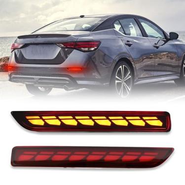 Imagem de PGTOPONE Refletores de para-choque traseiro de LED, luzes traseiras de freio de neblina compatíveis com Nissan Murano 2015-2022 para Nissan Sentra, para Nissan Leaf Replace OEM Stock Reflector Trim