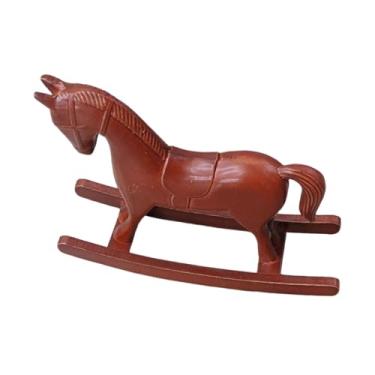 Imagem de Generic Ornamento de cavalo de balanço, design vintage, peça central decorativa, lembrança, estatueta de cavalo de madeira, artesanato, multifuncional, Vermelho