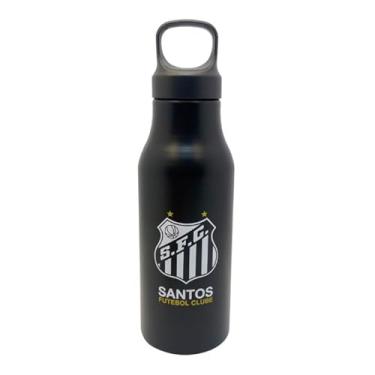 Imagem de Garrafa Inox Santos FC, 650ml, Preta, Aço Inoxidável, Design Oficial
