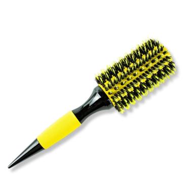 Imagem de Escova Cabelo Redonda Cerda Dupla Profissional Amarela 35Mm