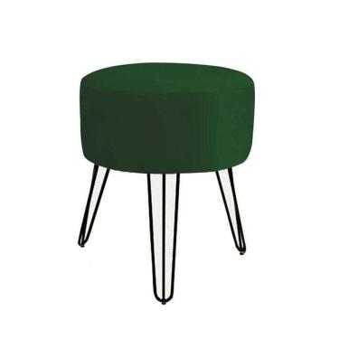 Imagem de Puff Puf Decorativo Suede Verde Musgo Pés De Ferro Preto