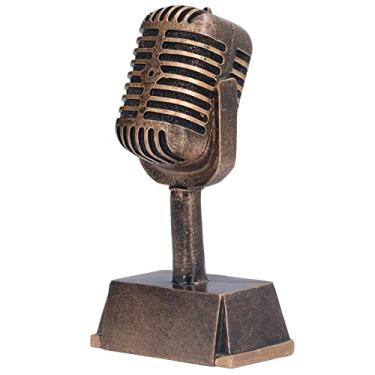 Imagem de Troféu de Competição de Canto de karaokê, Troféu de Prêmio de Música, Ornamento de Mesa de Microfone retrô para Adultos e Crianças