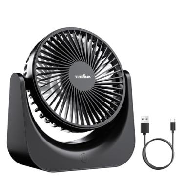 Imagem de TRILINK Ventilador de mesa USB pequeno – Mini ventilador de mesa de 5 velocidades com inclinação ajustável, ultra silencioso, alimentado por USB, ventilador de refrigeração portátil para casa, desktop