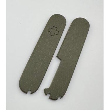 Imagem de Capas de substituição para balanças Victorinox Plus 91 mm lona, alças de Micarts com palito de dente, pino e caneta esferográfica (grande verde militar)