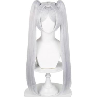 Imagem de Peruca Cosplay Frieren Sousou no Frieren Silver White Sintética - Wigg