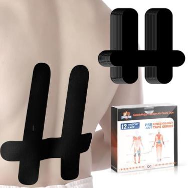 Imagem de Fita cinesiológica KTQUICK Lower Back, 12 peças, impermeável, preta