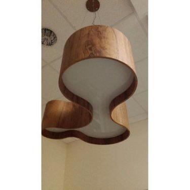 Imagem de Lustre Pendente Semi Cilíndrico 100cm em Madeira Imbuia - FOXLustres