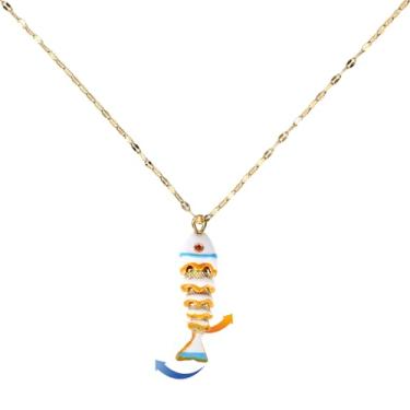 Imagem de Colar com Pendente de Peixe, Colar Feminino Elegante e Delicado com Pendente Peixe Acessórios Joalharia Colorida Estilo Boho Verão para Mães Esposas e Amigas