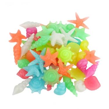 Imagem de SUSOYAOCHEN 50 peças de pedra luminosa, estrela do mar que brilha no escuro, rochas brilhantes para piscina, aquário, vasos de plantas, bonsai, passarela, garagem, jardim, decoração