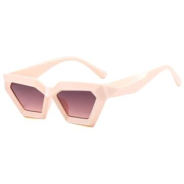 Imagem de Óculos de sol vintage estilo gatinho, moda masculina e feminina, armação pequena, óculos de sol femininos, retrô, UV400 (rosa, cinza e rosa)