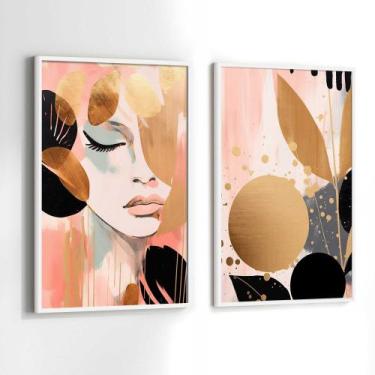 Imagem de Conjunto Quadros Decorativos com Moldura Abstrato Arte Mulher ModernoK