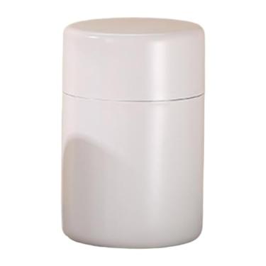 Imagem de predolo Lata de chá, recipiente de cozinha à prova de vazamentos, aço inoxidável, redonda, lata para doces, chá a granel, grãos de café, açúcar, Branco 400ml