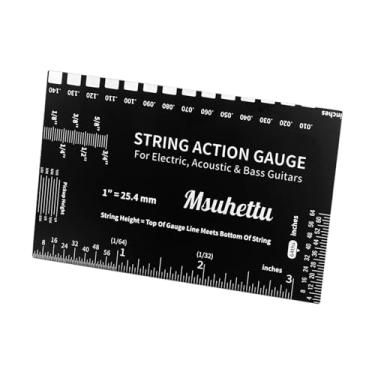 Imagem de menolana Régua de ação de corda, medidor de altura de corda, acessório para configurações diárias, leve com escalas para baixos elétricos, Preto