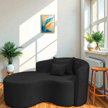 Imagem de Recamier Curvo Orgânico 150cm 2 Lugares Lado Esquerdo para Sala de Estar Bouclé Londres Preto