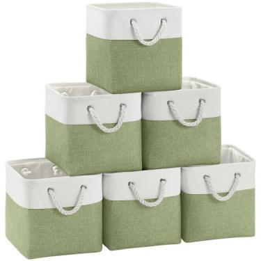 Imagem de Acabamento do cesto de armazenamento Bo Fabric Cubes, pacote com 6 cub