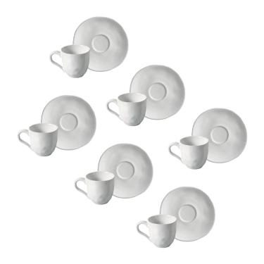 Imagem de Conjunto de Xícaras de Café com Pires Porto Brasil Orgânico New White 120ml - 6 Peças 