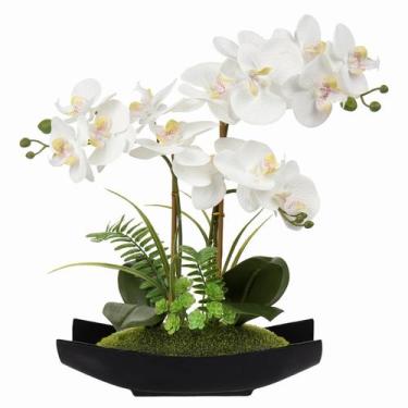 Imagem de Flores artificiais Briful Orchid White 38cm com vaso preto