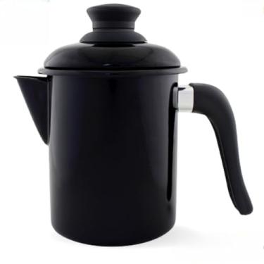 Imagem de Leiteira Esmaltada, Jarra para Ferver Leite, 900 Ml(com Tampa e Bico)(PRETO)