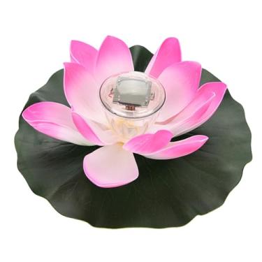 Imagem de Luz de Lótus Flutuante, Jardim Multifuncional LED Luz de Lótus Vívida que Muda de Cor Ao Ar Livre à Prova D'água Energia Solar Lâmpada Flutuante de Flor de Lótus para Lago de