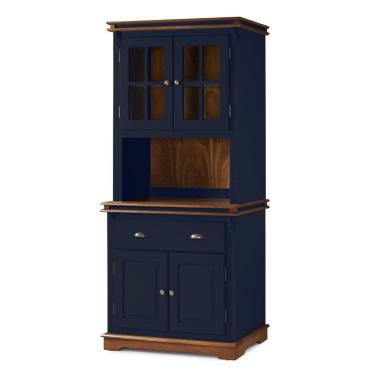 Imagem de Cristaleira Arca e Oratório 4 Portas 1 Gaveta Manchester 2002 Linz Móveis - Azul Petróleo/Imbuia
