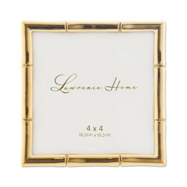 Imagem de Lawrence Frames Moldura de metal com design de bambu, 4x4, ouro
