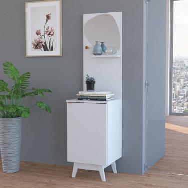 Imagem de Aparador 1 Porta 1 Prateleira com Espelho Ap2312 Branco - Tecno Mobili