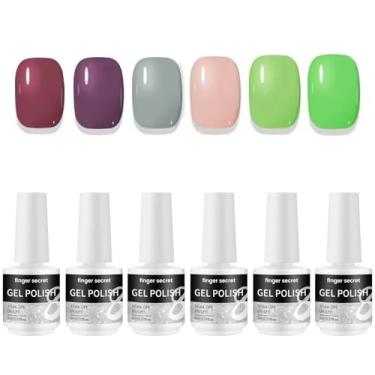 Imagem de Esmalte de gel, 6 kits de cores, esmalte de gel brilhante de longa duração, conjunto de esmaltes de gel profissional para unhas de salão de beleza DIY para iniciantes