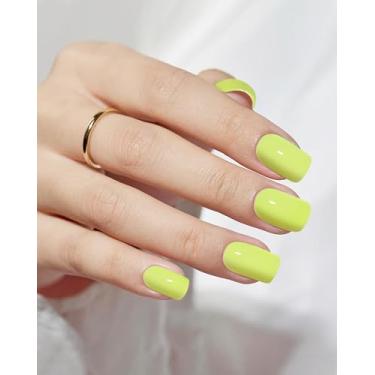 Imagem de 24 peças de unhas curtas quadradas com cola gelatinosa, kit reutilizável de unhas postiças de gel macio para mulheres e meninas com recurso de revestimento UV de proteção, faça você mesmo, unhas