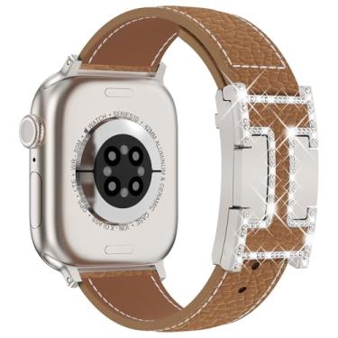 Imagem de CHANCHY Pulseira magnética de couro compatível com Apple Watch Ultra SE séries 10/9/8/7/6/5/4/3/2/1 de 40 mm, 38 mm, 41 mm, 42 mm, 45 mm, 46 mm, 40 mm, 38 mm, 41 mm, 44 mm, 45 mm e 46 mm