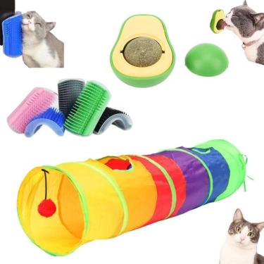 Imagem de Kit 3 Brinquedo Gato Tunel Abacate Catnip Escova De Canto