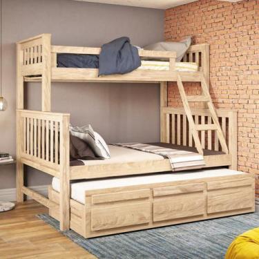 Imagem de Treliche Com Cama De Casal 3 Gavetas Madeira Maciça - Móveis Saraiva