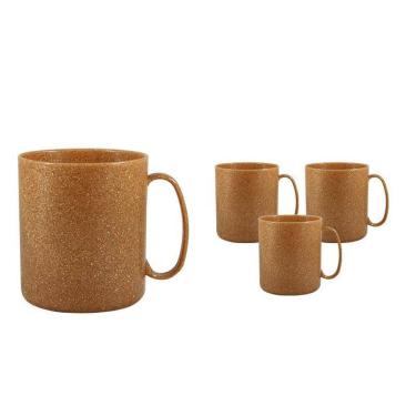 Imagem de Kit 4 Canecas Redonda Fibra Madeira Green 400Ml