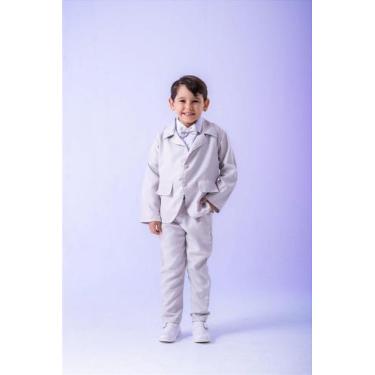 Imagem de Conjunto Social Terno - Blazer Cinza Claro com Camisa Branca e Gravata