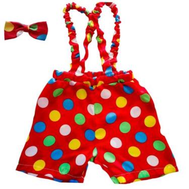 Imagem de Fantasia Infantil Palhacinho Suspensório e Gravata - MWM, Vermelho, GG