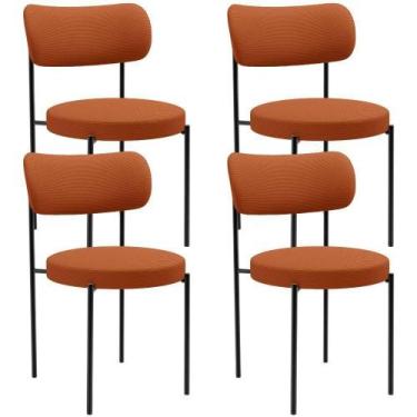 Imagem de Kit 04 Cadeiras Estofadas Para Sala De Jantar Louise L02 Tecido Terrac