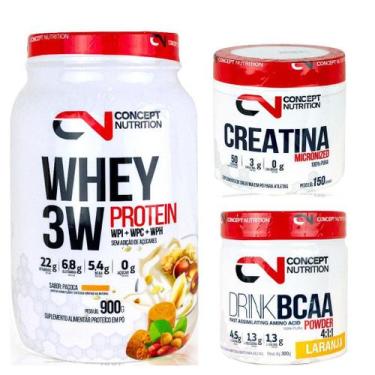 Imagem de KIT GANHO MUSCULAR CONCEPT NUTRITION - Whey 900g, Creatina 150g e BCAA