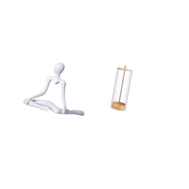 Imagem de Fenteer Estatueta Criativa de Pensador Abstrato E Organizador de Canudo Transparente, Escultura Decorativa Exclusiva para Balcão de Entrada de Quarto, Pincéis