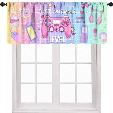 Imagem de Cortinas de gamer, saia para quarto de meninas, desenho animado rosa vintage, controle de jogos, anime, tema de jogador, quarto de crianças, sala de estar, sala de jogos, janela, tratamentos, 1 peça