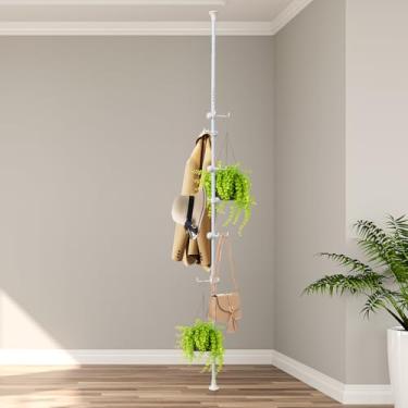 Imagem de EUIJOIP Cabideiro, suporte ajustável do chão ao teto, suporte para roupas resistentes, suporte telescópico independente para pendurar roupas, branco