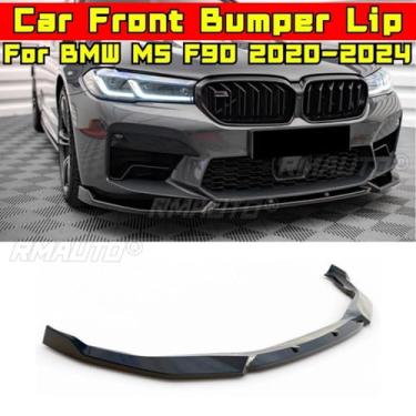 Imagem de Spoiler do para-choque dianteiro do carro peça de modificação do difusor de lábios compatível com M5 F90 2020-2024 capa protetora de para-choque acessórios para carro (aparência de carbono)