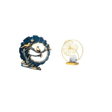 Imagem de Fenteer Estatueta Artesanal Knick Knack Resina Folha Estátua Ferro Escultura Decorativa para Casa Estante Sala de Estar Escritório Mesa Quarto Lareira Interio