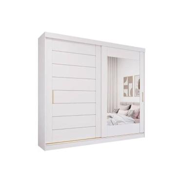 Imagem de Guarda Roupa 2 Portas De Correr (1 C- Espelho) E 8 Gavetas Florença Branco - Panan