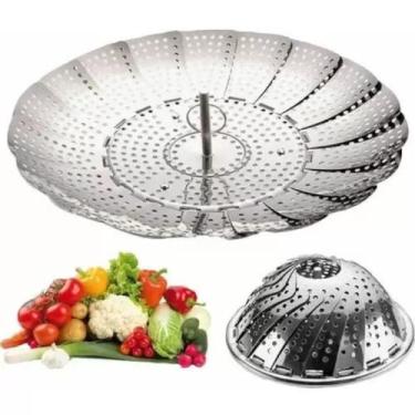 Imagem de Cesto Cozimento Vapor Legumes Verduras Inox 22Cm Cozinha - Sweet Home