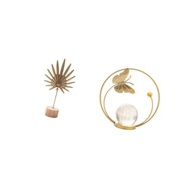 Imagem de Fenteer Escultura Nórdica Abstrata de Folha de Metal E Bola de Cristal, Ornamento Criativo para Mesa, Mesa, Festa em Casa, Corredor, Lareira, Quarto, Sala de