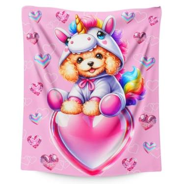 Imagem de Cobertor para meninas, cobertor de cachorro para crianças, meninas de 4 a 6 anos, 101,6 cm x 127 cm, lindo cachorrinho rosa de flanela, cobertores para meninas, amantes de cães, decoração de sofá-cama