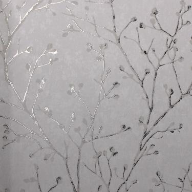 Imagem de Papel de Parede White Swan Folhagem Cinza WS100901R