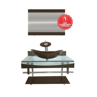 Imagem de Gabinete de Vidro 90cm para banheiro Luxemburgo - EKASA, Marrom